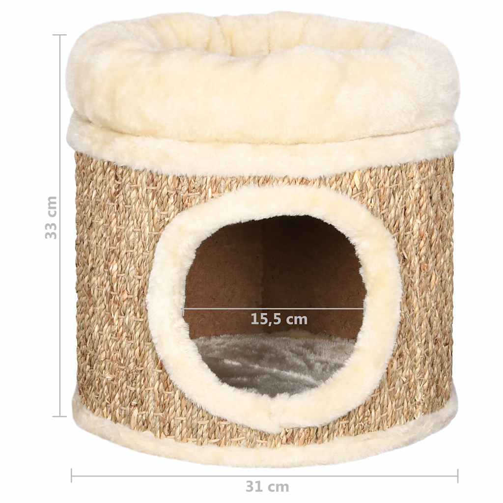 Casita para gatos con cama y rascador de hierba marina – Nubo Pet (foto 4)