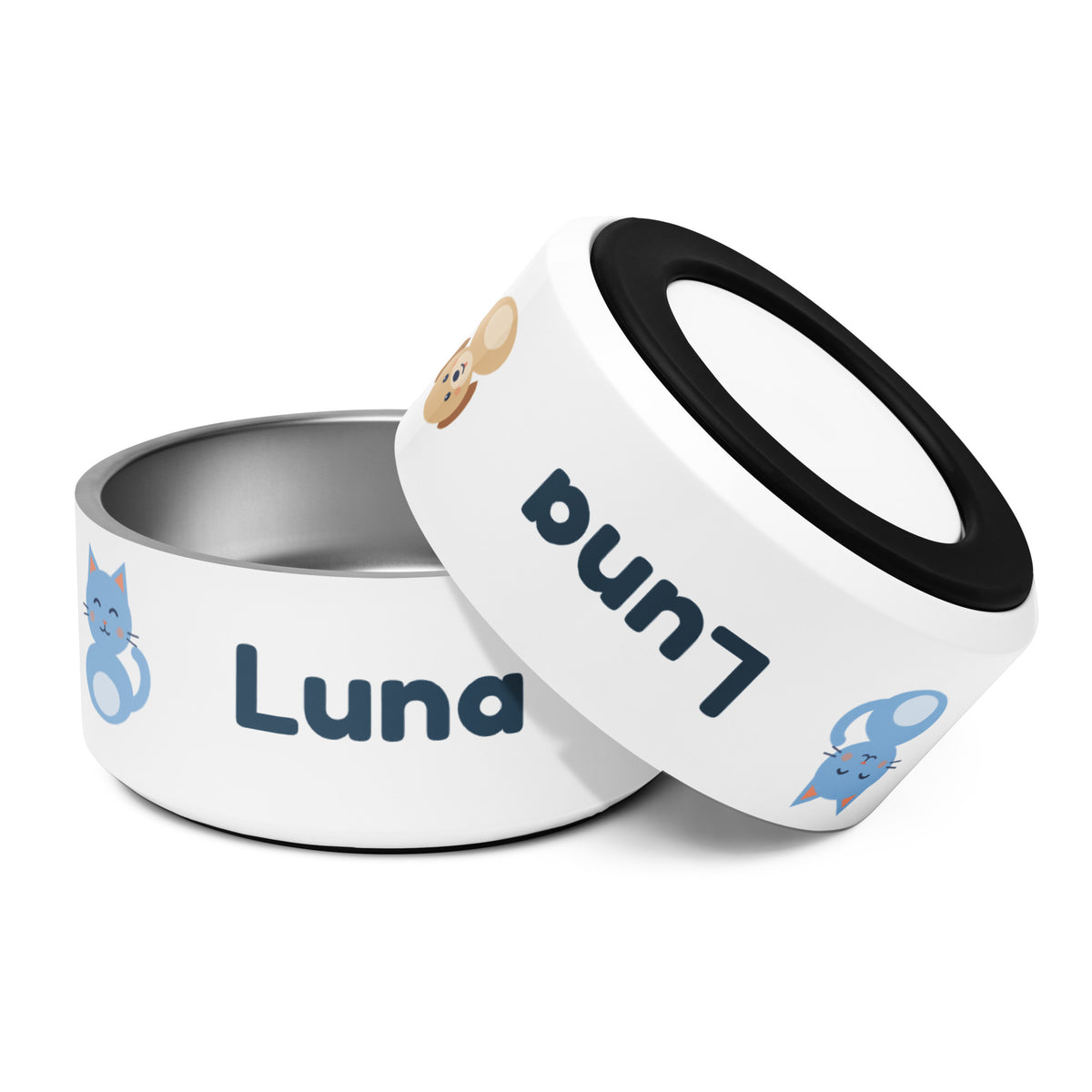 Comedero personalizado con nombre de mascota y personajes Nubo y Canela – Nubo Pet (foto 3)